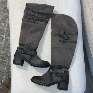 Grey ombré over the knee boots